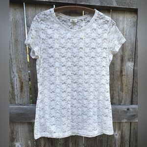 H&M Conscious Collection-Cream Lace Top- Size Large